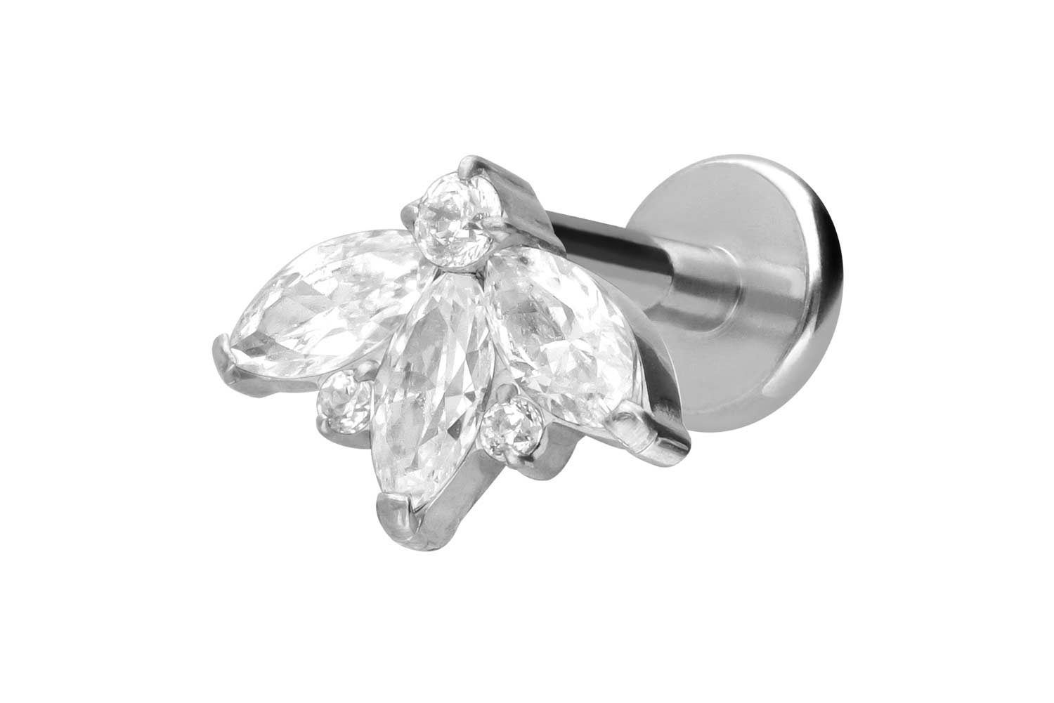 Titan Labret Piercing mit Innengewinde LOTUSBLÜTE